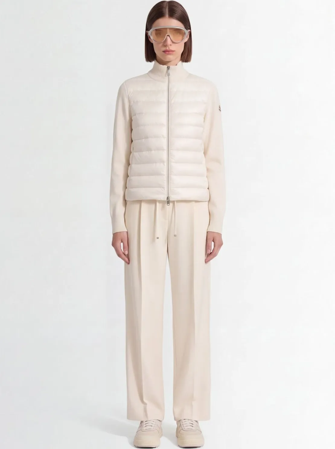 Padded wool zip-up cardigan jacket
