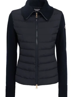 Padded wool zip-up cardigan jacket