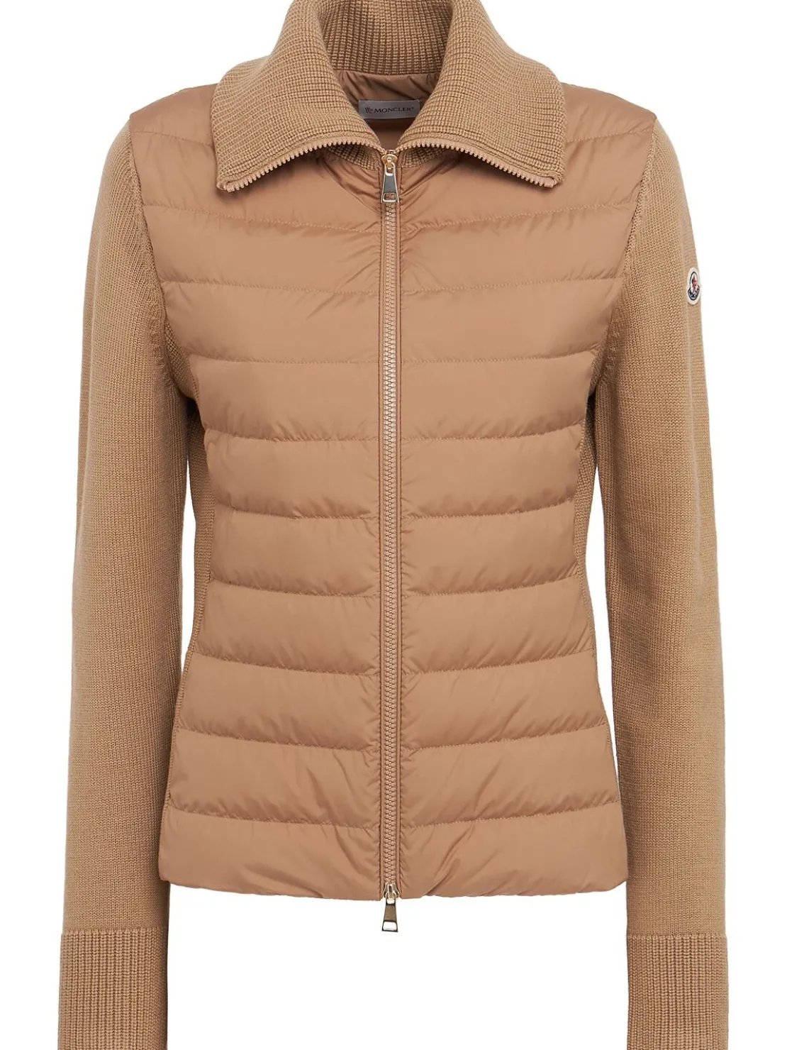 Padded wool zip-up cardigan jacket