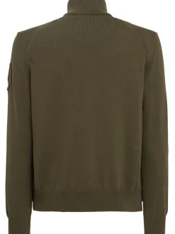 Padded zip-up cotton blend down cardigan