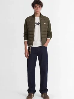 Padded zip-up cotton blend down cardigan