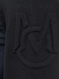 Padded zip-up cotton blend down cardigan