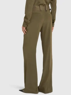 Pantaloni a gamba larga in seta crepe de chine
