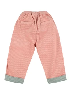 Pantaloni ampi color block a costine