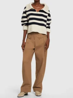 Pantaloni balloon fit in gabardina di cotone