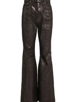 Pantaloni bootcut Bolan in denim di cotone bronzo