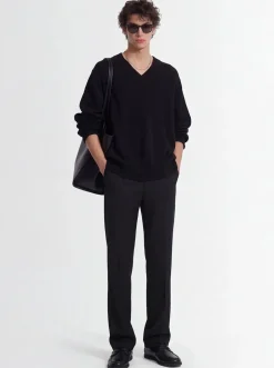 Pantaloni chino ampi in twill di lana