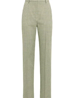 Pantaloni dritti in misto lana check