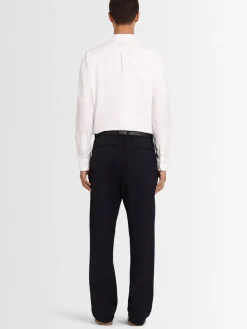 Pantaloni dritti in twill di lana con pinces