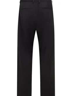 Pantaloni dritti in twill di lana con pinces