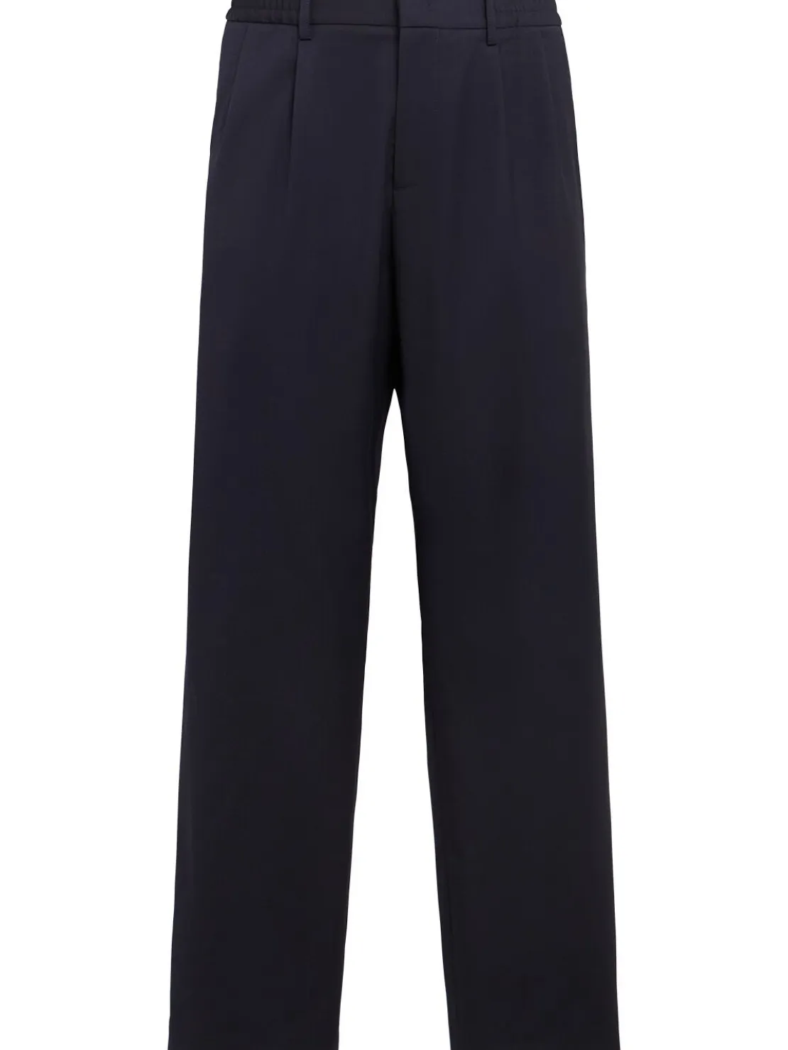 Pantaloni dritti in twill di lana con pinces