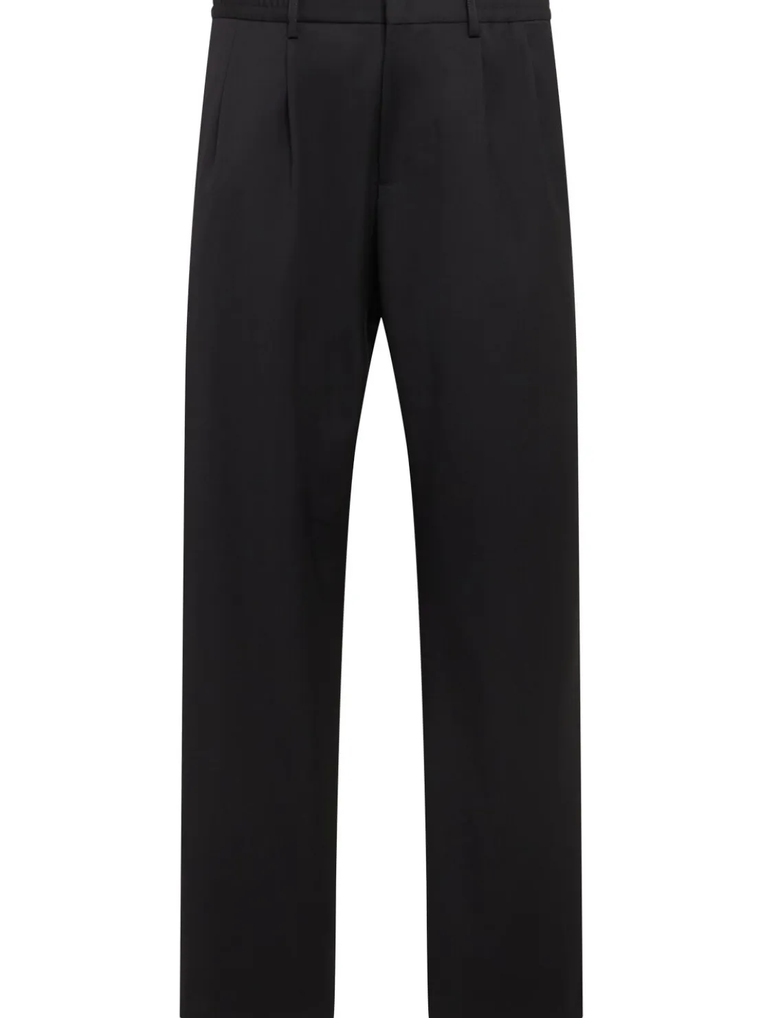 Pantaloni dritti in twill di lana con pinces
