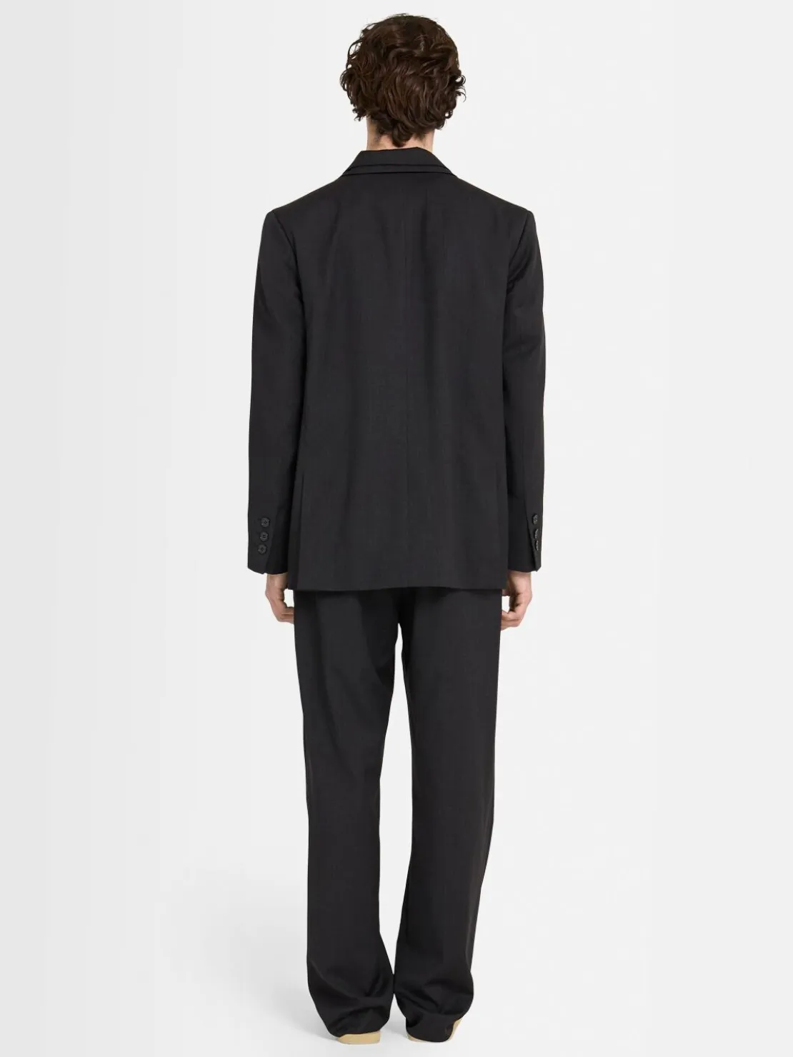 Pantaloni dritti in twill di lana con pinces
