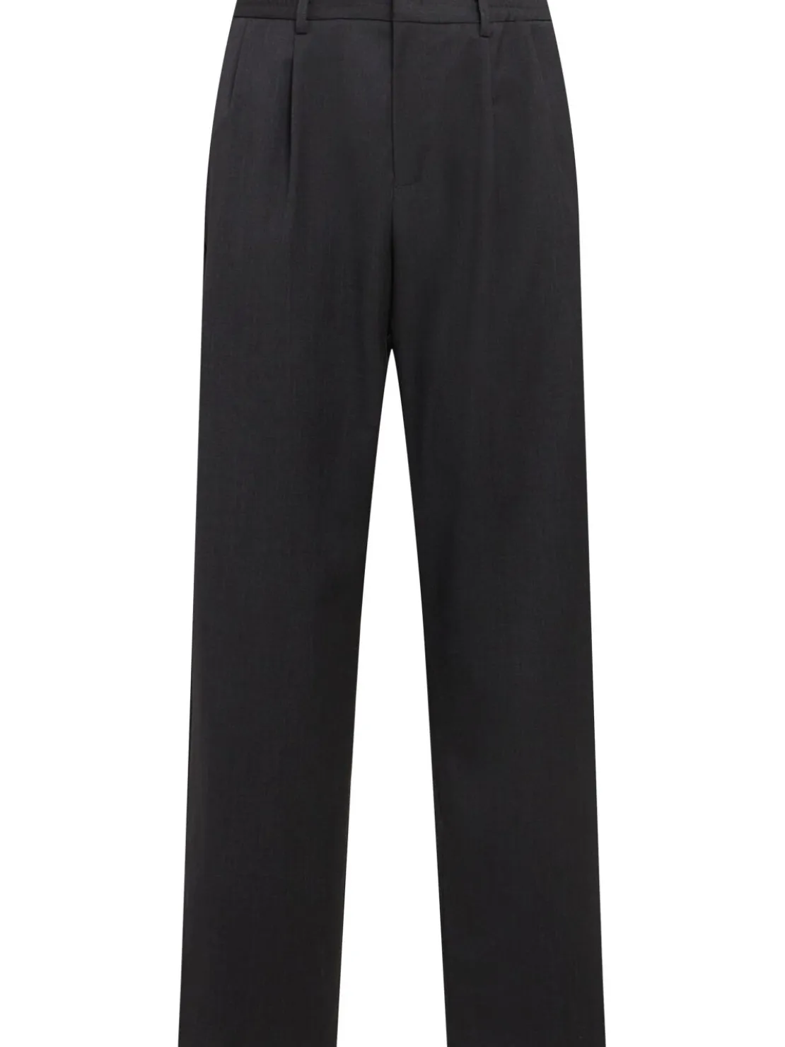 Pantaloni dritti in twill di lana con pinces