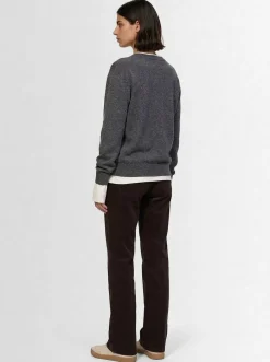 Pantaloni gamba ampia Eglitta in cotone millerighe