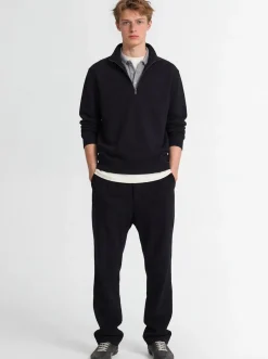 Pantaloni gamba dritta in misto cotone a costine