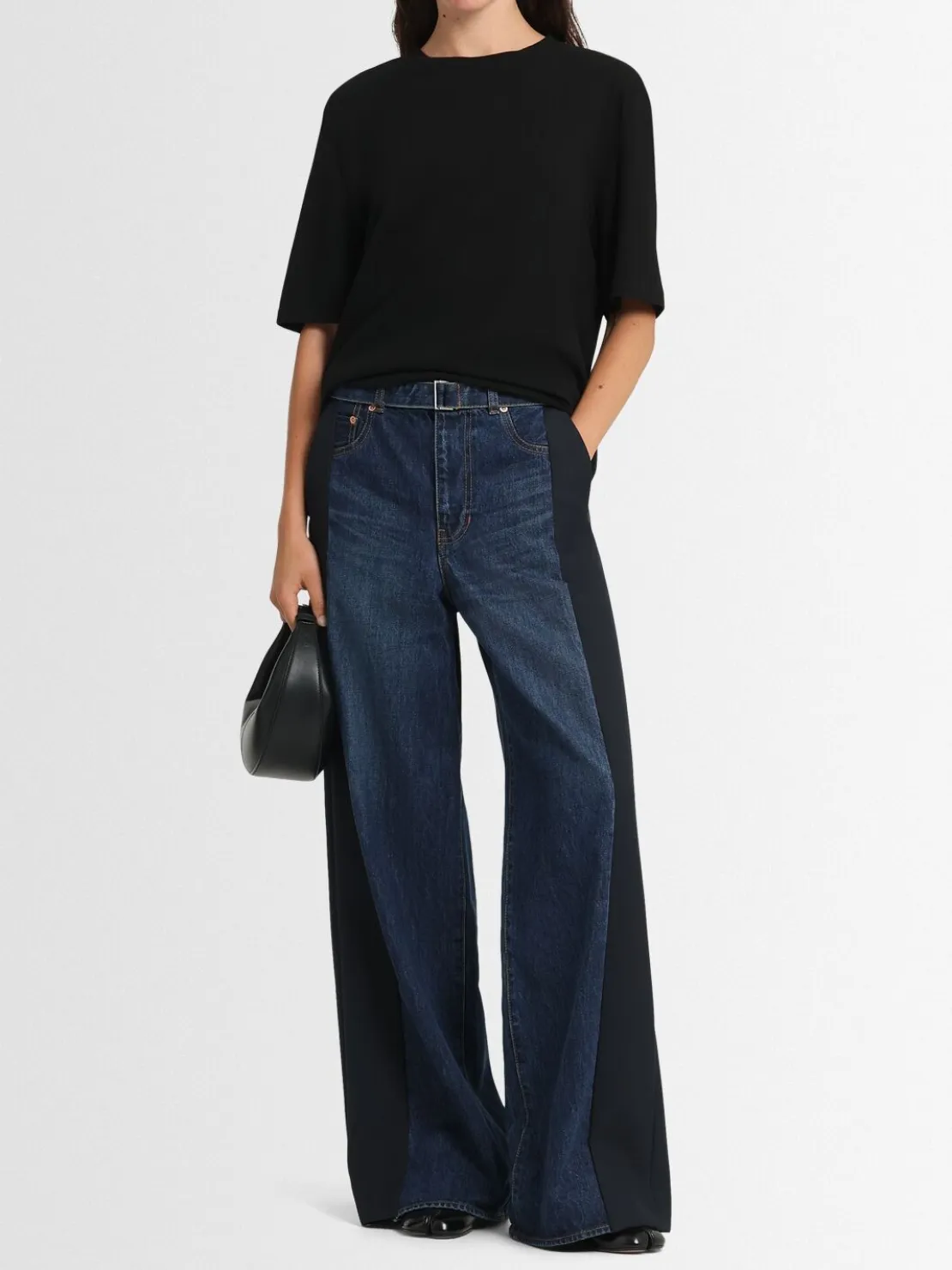 Pantaloni in denim e tessuto