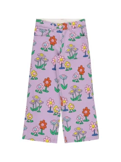 Pantaloni in gabardina di cotone con stampa