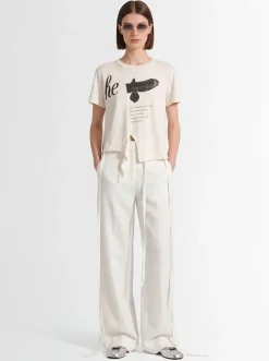 Pantaloni larghi Anneke in cotone cerato