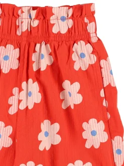 Pantaloni larghi in cotone stampa Flower