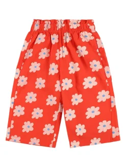 Pantaloni larghi in cotone stampa Flower