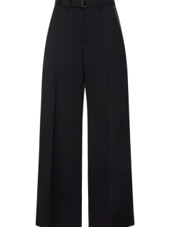 Pantaloni larghi in gabardina con cintura