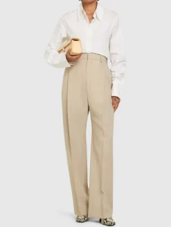 Pantaloni larghi sartoriali vita media in lana