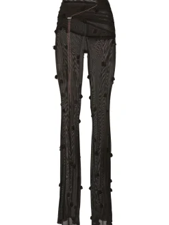 Pantaloni Le Pantalon Espelho in mesh con perline