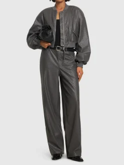 Pantaloni vita alta in techno con stampa