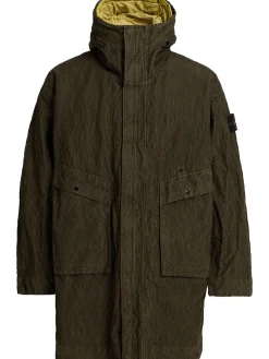 Parka lungo in misto cotone millerighe