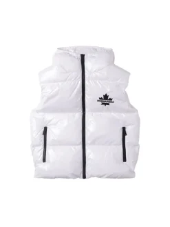 Piumino smanicato in nylon con cappuccio