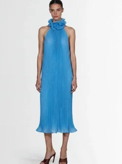Pleated georgette long dress