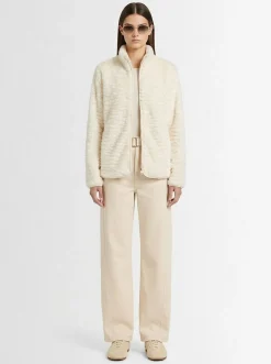Plush zip-up mock neck jacket