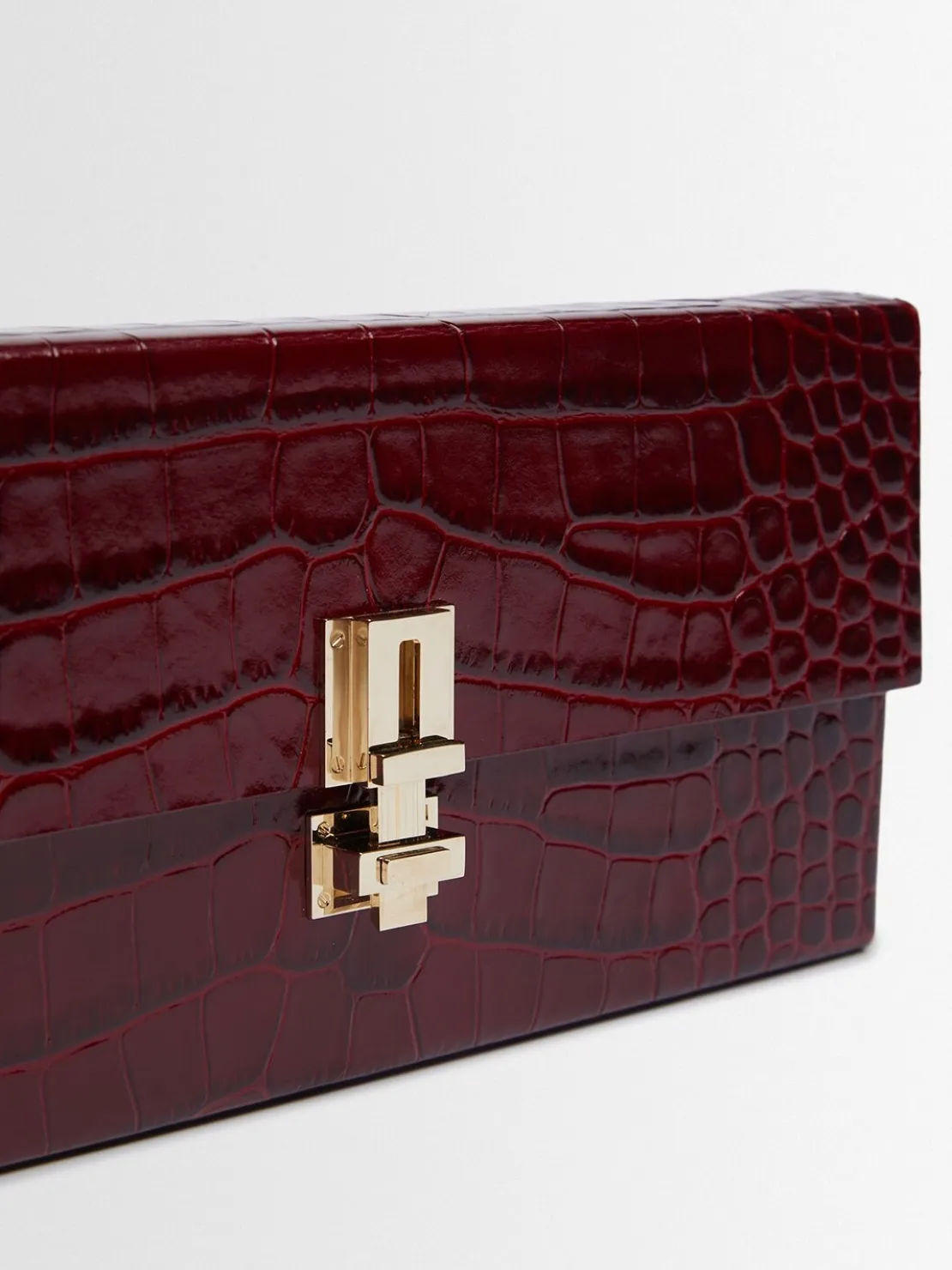Pochette E/W in pelle stampa coccodrillo
