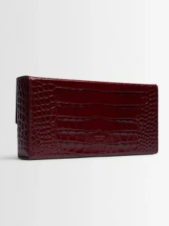 Pochette E/W in pelle stampa coccodrillo