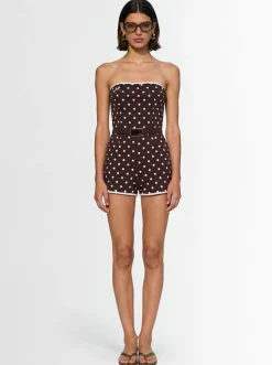 Polka dotted bustier playsuit