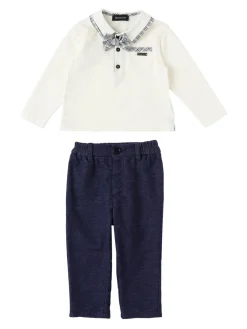 Polo in cotone piquet e pantaloni chino