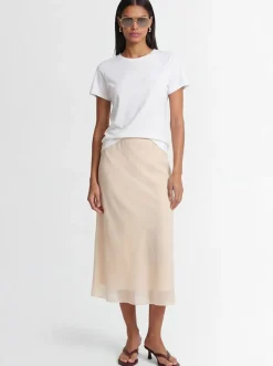 Poly blend a-line midi skirt