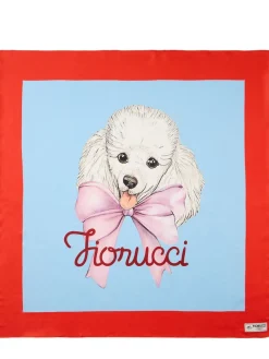 Poodle logo printed satin foulard