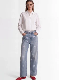 Poodle print baggy jeans