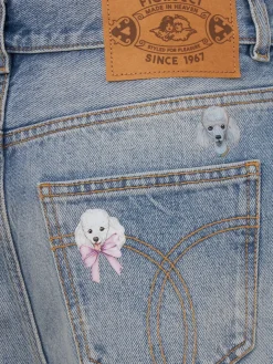 Poodle print baggy jeans