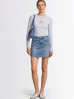 Poodle print long sleeve tulle top