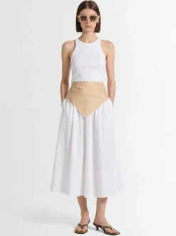 Poplin midi skirt