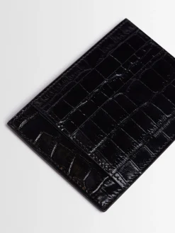 Porta carte di credito in pelle lucida stampata