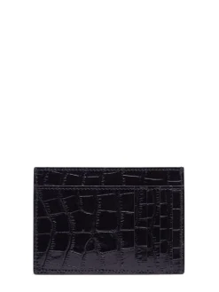 Porta carte di credito in pelle lucida stampata