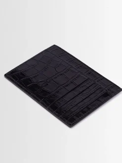 Porta carte di credito in pelle lucida stampata