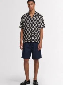 Printed boxy fit bowling shirt