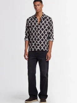 Printed boxy fit viscose shirt