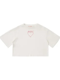 Printed cotton cropped t-shirt