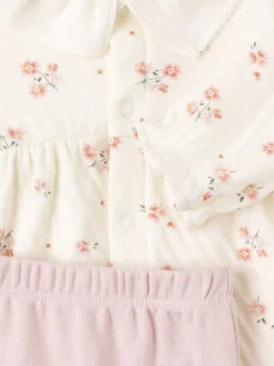 Printed cotton dress & leggings